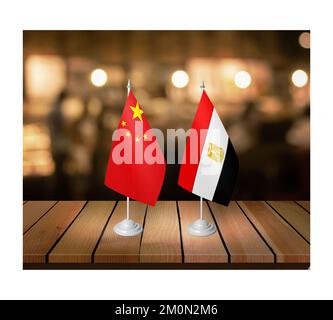 China Egypt friendship flag for cooperation, friendship and business Stock Photo