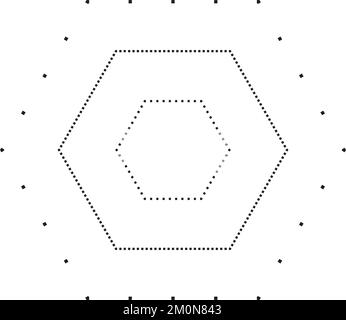 Tracing hexagon shape symbol, dashed and dotted broken line element for preschool, kindergarten and Montessori kids prewriting, drawing and cutting Stock Vector