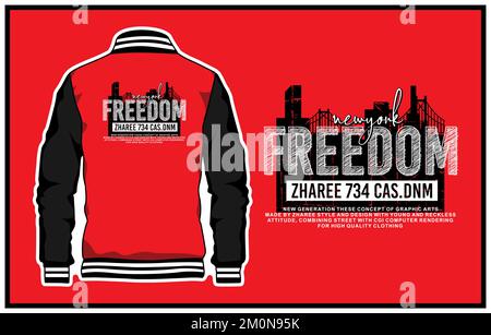 A vector design of a varsity jacket in red and black colors with an editable print on the back Stock Vector