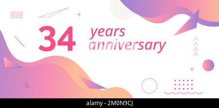 34th anniversary logo, birthday celebration. Stock Vector