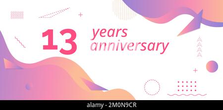 13th anniversary logo, birthday celebration. Stock Vector