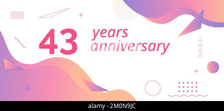 43th anniversary logo, birthday celebration. Stock Vector