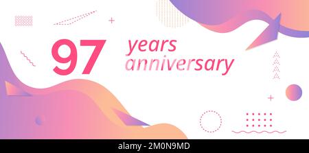 97th anniversary logo, birthday celebration. Stock Vector