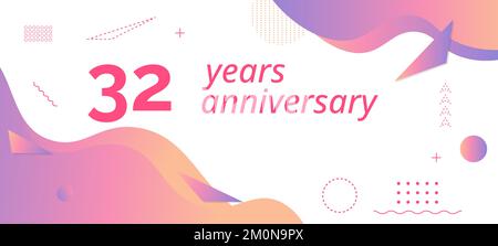32th anniversary logo, birthday celebration. Stock Vector