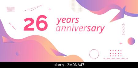 26th anniversary logo, birthday celebration. Stock Vector