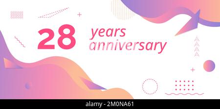 28th anniversary logo, birthday celebration. Stock Vector