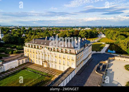 Aerial of the Unesco world heritage site, Augustusburg palace in Bruehl, North-Rhine Westphalia, Germany, Europe Stock Photo