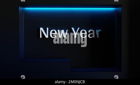 isolated new year text in empty space for new year eve celebration or use in social media advertising or use for new year greetings concept design Stock Photo