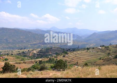 Landscape around Maguga Dam on river Komati in Swaziland, Eswatini Stock Photo