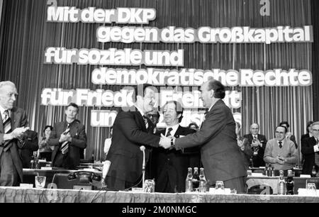 The Party Congress of the German Communist Party (DKP) on 19-21 March 1976 in Bonn. DKP top officials Kart Bachmann, Hermann Gauthier, Herbert Mies, M Stock Photo