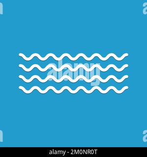 Wave icon vector on blue background. Stock Vector