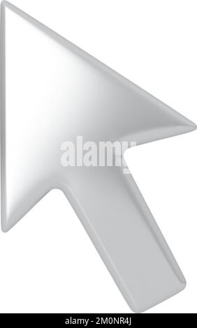 Silver arrow cursor icon or symbol with 3D effect Stock Vector