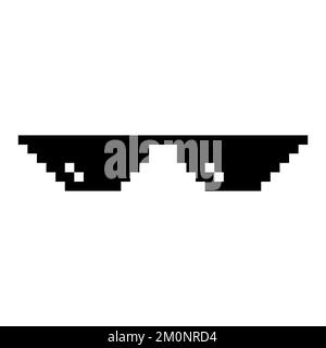 Pixel art glasses isolated on white background Stock Vector