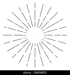Vintage sunburst in lines shape isolated on white background Stock Vector