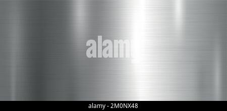 Panoramic background silver steel metal texture - Vector illustration Stock Vector