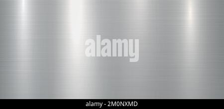 Panoramic background silver steel metal texture - Vector illustration Stock Vector