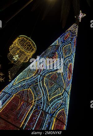 Christmas Lights in the streets of Nerja Stock Photo