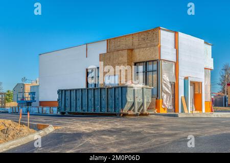 Horizontal image of  an construction project for a new fast-food store Stock Photo