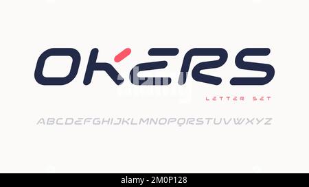 Vector rounded sans serif font, uppercase letter set, alphabet, typography Stock Vector