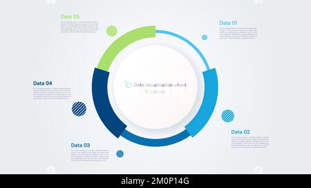 Vector pie chart infographic template in the form of pie chart divided by 5 parts Stock Vector