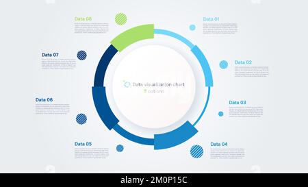 Vector pie chart infographic template in the form of pie chart divided by 8 parts Stock Vector