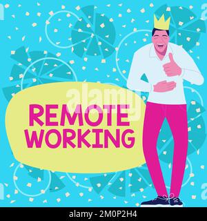 Text caption presenting Remote Working. Business concept situation in which an employee works mainly from home Stock Photo