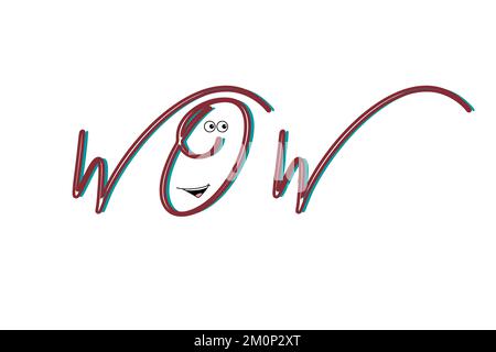 WOW expression with a happy cartoon face Stock Photo