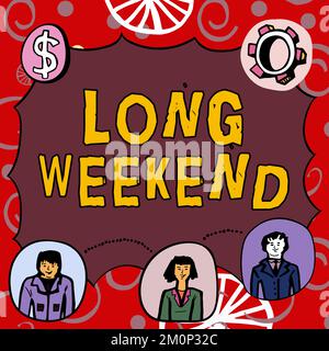 Text sign showing Long Weekend. Business approach prolonged vacation Holiday season Relaxing Recreation time Stock Photo
