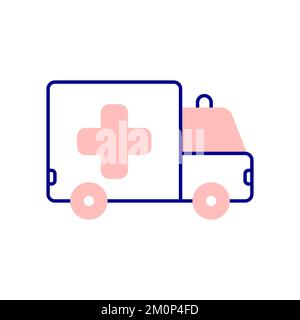 Ambulance Car Icon, Deal With Emergencies With an Ambulance. Stock Vector
