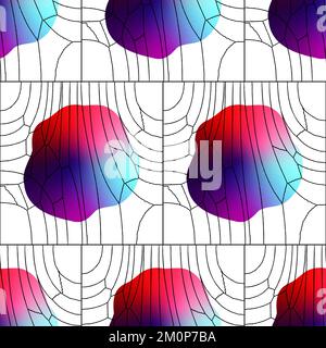 Seamless pattern of abstract lines and freeform gradient filled shapes Stock Vector