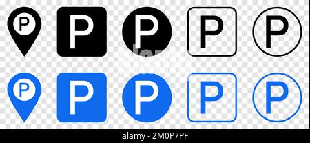 Parking and traffic signs. Vector illustration isolated on transparent background Stock Vector