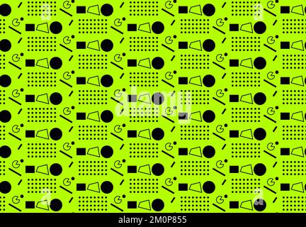 Abstract seamless vector pattern made of simple geometry, black on green Stock Vector