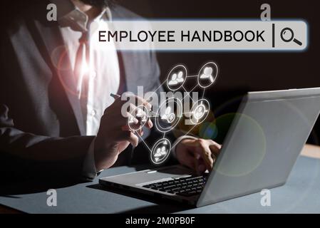 Handwriting text Employee Handbook. Internet Concept Document that contains an operating procedures of company Stock Photo