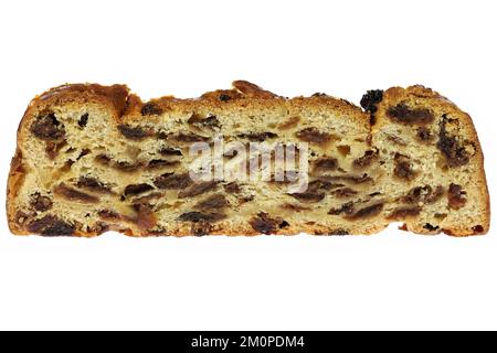 Bremer Klaben, a type of Stollen from Bremen, Germany, isolated on white background Stock Photo