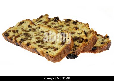 Bremer Klaben, a type of Stollen from Bremen, Germany, isolated on white background Stock Photo