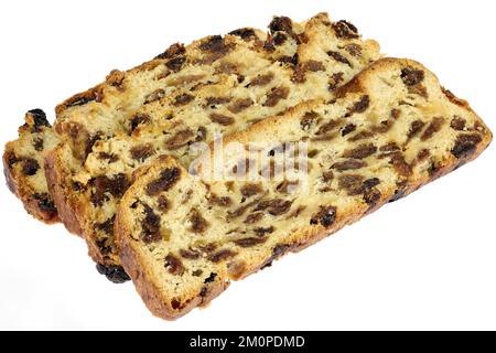 Bremer Klaben, a type of Stollen from Bremen, Germany, isolated on white background Stock Photo
