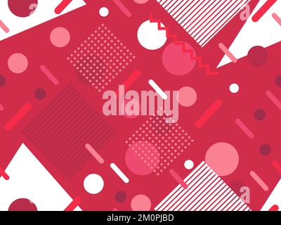 Memphis seamless pattern with geometric shapes in 80s style. Colorful geometric pattern. Design of promotional products, wrapping paper and printing. Stock Vector