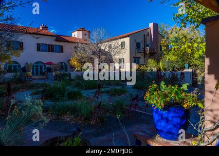 Beautiful gardens of La Posada, a restored hotel on Route 66 in Winslow, Arizona, USA [No property release; editorial licensing only] Stock Photo