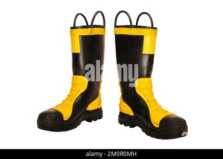 Firefighter boots isolated on white background Stock Photo