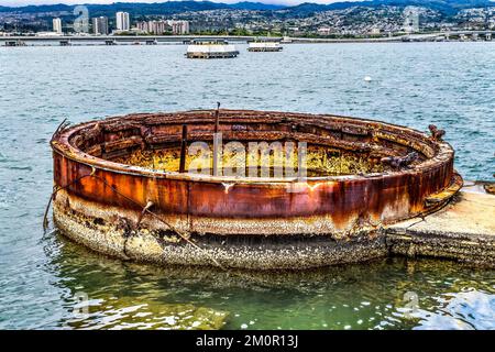Submerged Gun Turret Dock Markers Battleships USS Arizona Memorial Dock