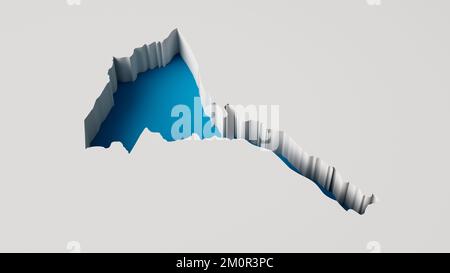 A 3D rendered map of Eritrea in blue on a white background - travel and vacation concept Stock Photo