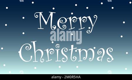 Merry Christmas, Christmas card, snow falling, blue gradient, Christmas banner and sign, suitable for web design and front pages, Merry Christmas card Stock Photo