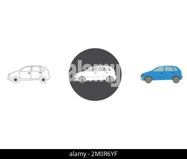 Family car vector icon based illustration with contrast colors, fully vector monogram Stock Vector