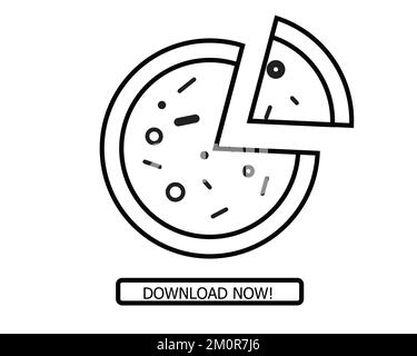 Pizza icon vector design in outline, stroke based fast food monogram and symbol, hot and tasty meal Stock Vector