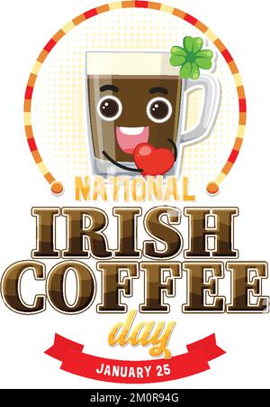 National Irish coffee day banner design illustration Stock Vector