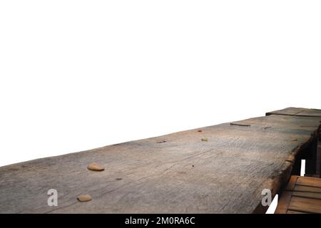 A long piece of wood with small leaves For use as a background image Stock Photo