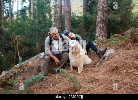 Senior couple out with dog Stock Photo - Alamy
