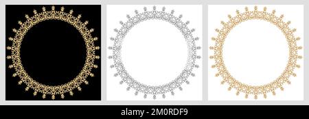 Vintage set of vector round elements. Different elements for design frames, cards, menus, backgrounds and monograms. Classic patterns. Set of vintage patterns Stock Vector