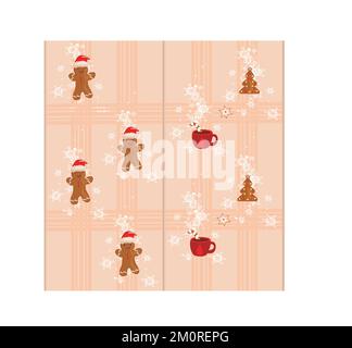 Christmas seamless pattern set with gingerbread cookies Stock Vector
