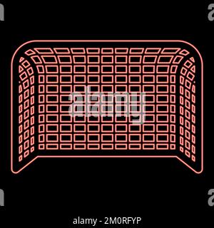 Neon soccer gate football gate handball gate concept score icon red color vector illustration image flat style light Stock Vector